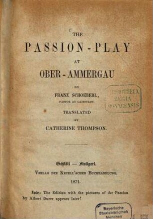 The Passion-Play at Ober-Ammergau