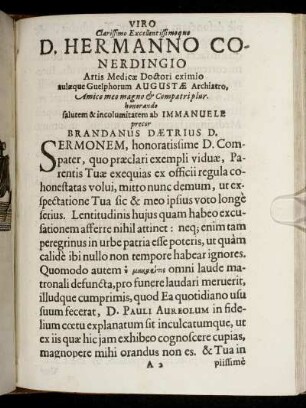 Viro Clarissimo Excellentissimoque D. Hermanno Conerdingio [...]