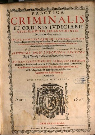 Practica criminalis et ordinis iudiciarii civilis, multis, regiae audientiae declarationibus ornati
