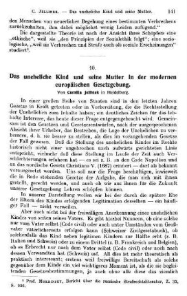 141-153, Das uneheliche Kind und seine Mutter in der modernen europäischen Gesetzgebung