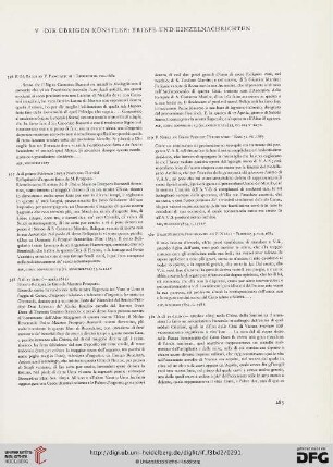 V. Die übrigen Künstler: Briefe und Einzelnachrichten