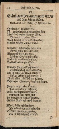 VI. Gläubiges Verlangen nach Gott und dem Himmlischen.