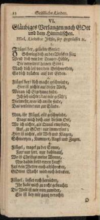VI. Gläubiges Verlangen nach Gott und dem Himmlischen.