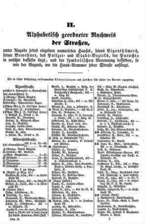 II. Alphabetisch geordneter Nachweis der Straßen