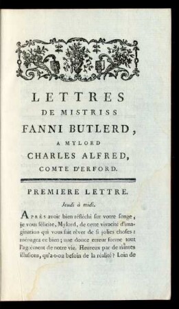 Premiere Lettre. Jeudi à midi.