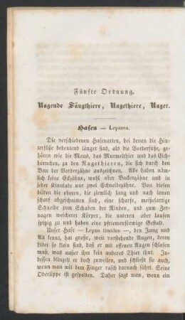 Fünfte Ordnung. Nagende Säugthiere, Nagethiere, Nager.