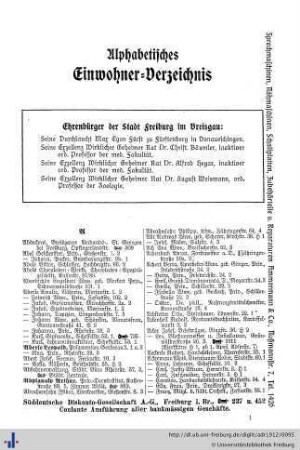 Abteilung II. Einwohner- und Firmenverzeichnis.