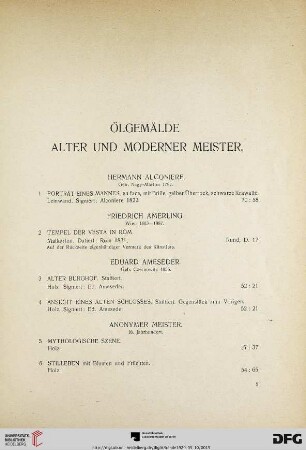 Ölgemälde alter und moderner Meister (Nr. 1-221)