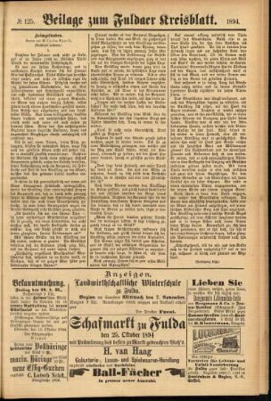 Zweite Ausgabe vom Samstag, den 20. Oktober 1894.