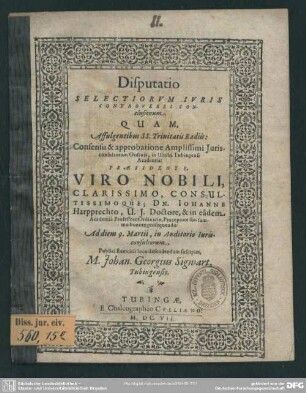 Disputatio selectiorum iuris controversi conclusionum