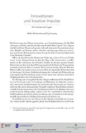 Innovation und kreative Impulse. Schlussbemerkungen