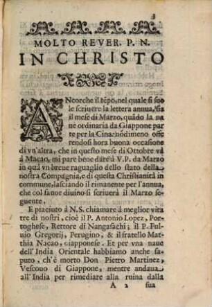 Copia d'una breve relatione della Christianità di Giappone