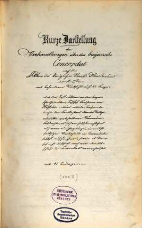 Kurze Darstellung der Verhandlungen über das bayerische Concordat
