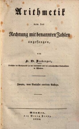 Arithmetik von der Rechnung mit benannten Zahlen angefangen