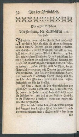 Der achte Abschnit. Vergleichung der Zärtlichkeit mit der Liebe