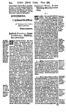 Friedens-Executions-Haupt-Recess de dato, Nürnberg, den 16/26 Junii 1650.
