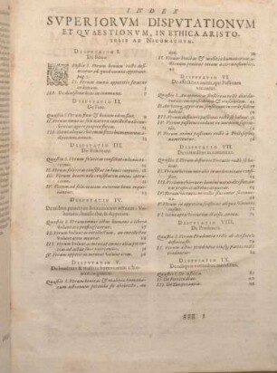 Index Svperiorvm Dispvtationvm Et Qvaestionvm, In Ethica Aristotelis Ad Nicomachvm.