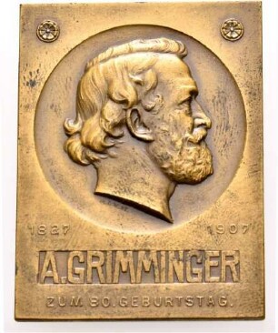 Plakette auf den 80. Geburtstag von Adolf Grimminger