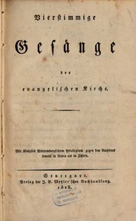 Vierstimmige Gesänge der evangelischen Kirche
