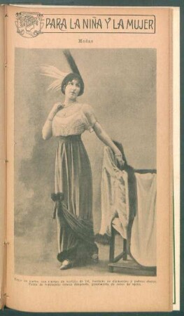 Modas - Traje de noche, con cuerpo de vestido de tul [...] - [Fotografía] : Para la niña y la mujer