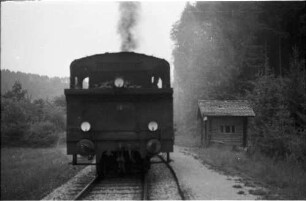 Lok 16/ 302 bei Trillfingen, die Blockhütte stand 1901 - etwa 1970
