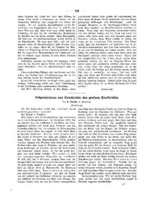Präparationen zur Geschichte des grossen Kurfürsten : (Fortsetzung)