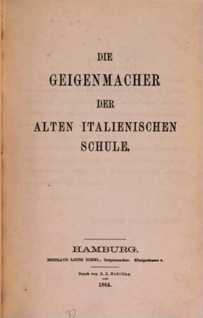 Die Geigenmacher der alten italienischen Schule