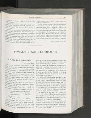 Problemi E Dati D'Emigrazione.