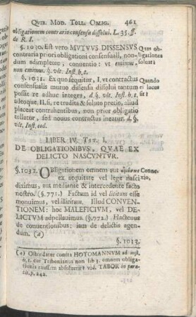 Tit. I. De Obligationibvs, Qvae Ex Delicto Nascvntvr.