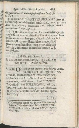 Tit. I. De Obligationibvs, Qvae Ex Delicto Nascvntvr.