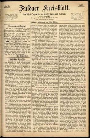 Ausgabe vom Mittwoch, den 26. März 1879.