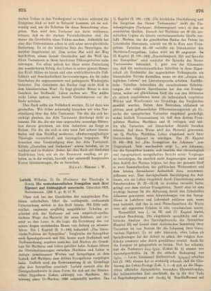 275-278 [Rezension] Larfeld, Wilhelm, Die neutestamentlichen Evangelien nach ihrer Eigenart und Abhängigkeit