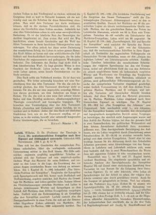 275-278 [Rezension] Larfeld, Wilhelm, Die neutestamentlichen Evangelien nach ihrer Eigenart und Abhängigkeit