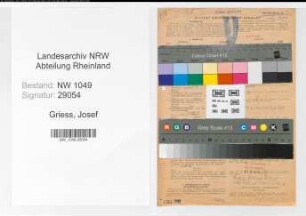 Entnazifizierung Josef Griess , geb. 12.11.1897 (Telegraphensekretaer)