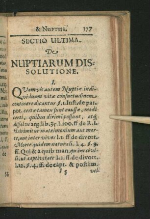 Sectio Ultima. De Nuptiarum Dissolutione.
