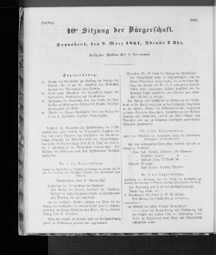10te Sitzung der Bürgerschaft
