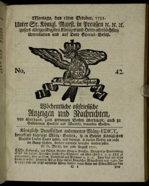 No. 42. Montags, den 18ten October, 1751.