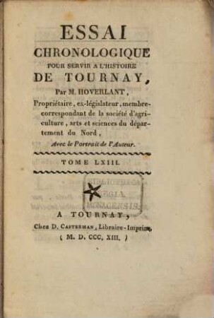 Essai chronologique pour servir a l'histoire de Tournay, 63
