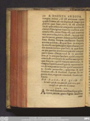 De Pace, Et Quid Sibi velit ipse status, quae sit ipsa vita, quae vis ipsa, & quae ita dicuntur. Cap. XI.