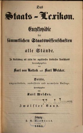 Das Staats-Lexikon : Encyklopädie der sämmtlichen Staatswissenschaften für alle Stände, 12. [Preußen - Rußland]