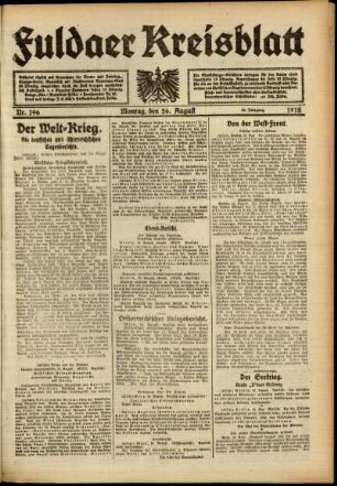 Ausgabe vom Montag, den 26. August 1918.