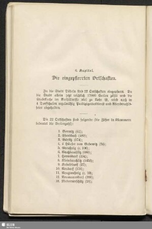 6. Kapitel. Die eingepfarrten Ortschaften