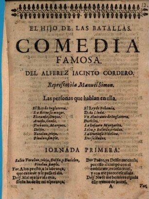 El Hijo de las batallas : Comedia famosa