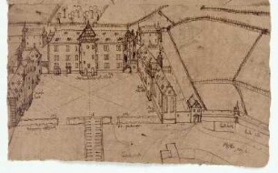 Melsungen, Landgrafenschloss mit Entwurf für einen neuen Flügel