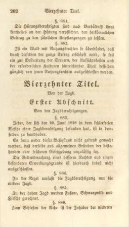 Vierzehnter Titel. Von der Jagd