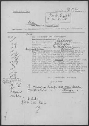 Ostdorf mit Geislingen (Zollernalbkreis): Pfarrbericht 1965