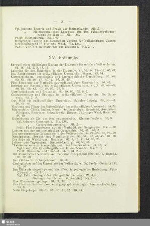 XV. Erdkunde