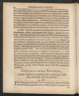 Controversia Secunda, Utrum Nuptiae in secundi generis affinitatis recta linae Iuri sint adversae Divino?