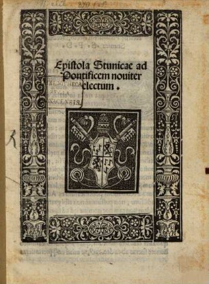 Epistola Stunicae ad Pontificem nouiter electum