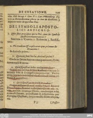 De I. Symboli Apostolici Articulo.
